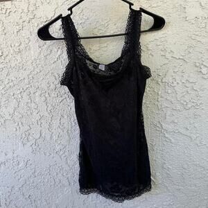 Y2k black lace tank top
